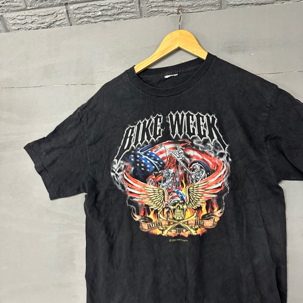 Vintage 2004 Daytona Beach Bike Week T-Shirt Black‎ Fifth Sun Biker Mens XL